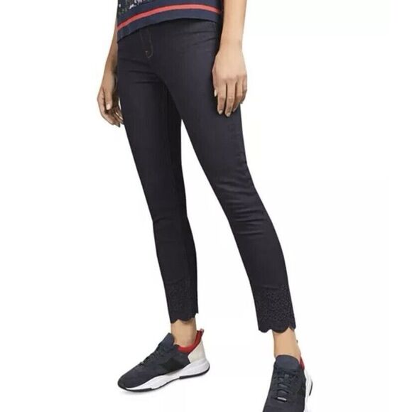 Ted Baker London Yesenia Embroidered Scalloped Hem Skinny Ankle Jeans Size 26 - Picture 1 of 13